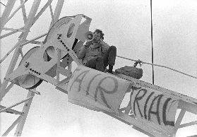 Maurice on a crane in Guernsey 1983